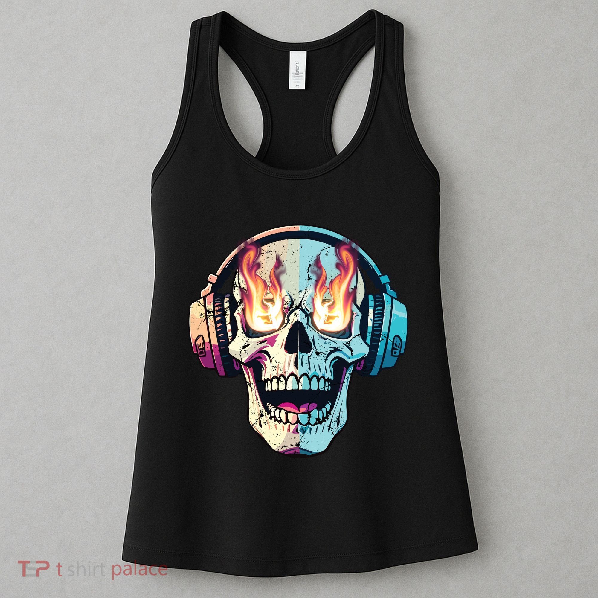 Flaming Skull Rock Music Women's Tank Top