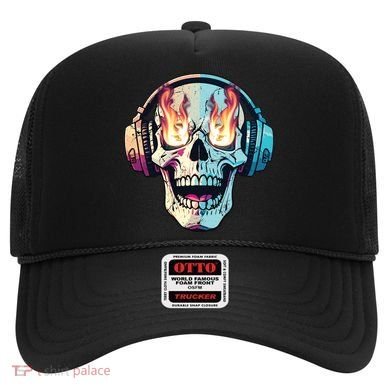 Flaming Skull Rock Music Hat