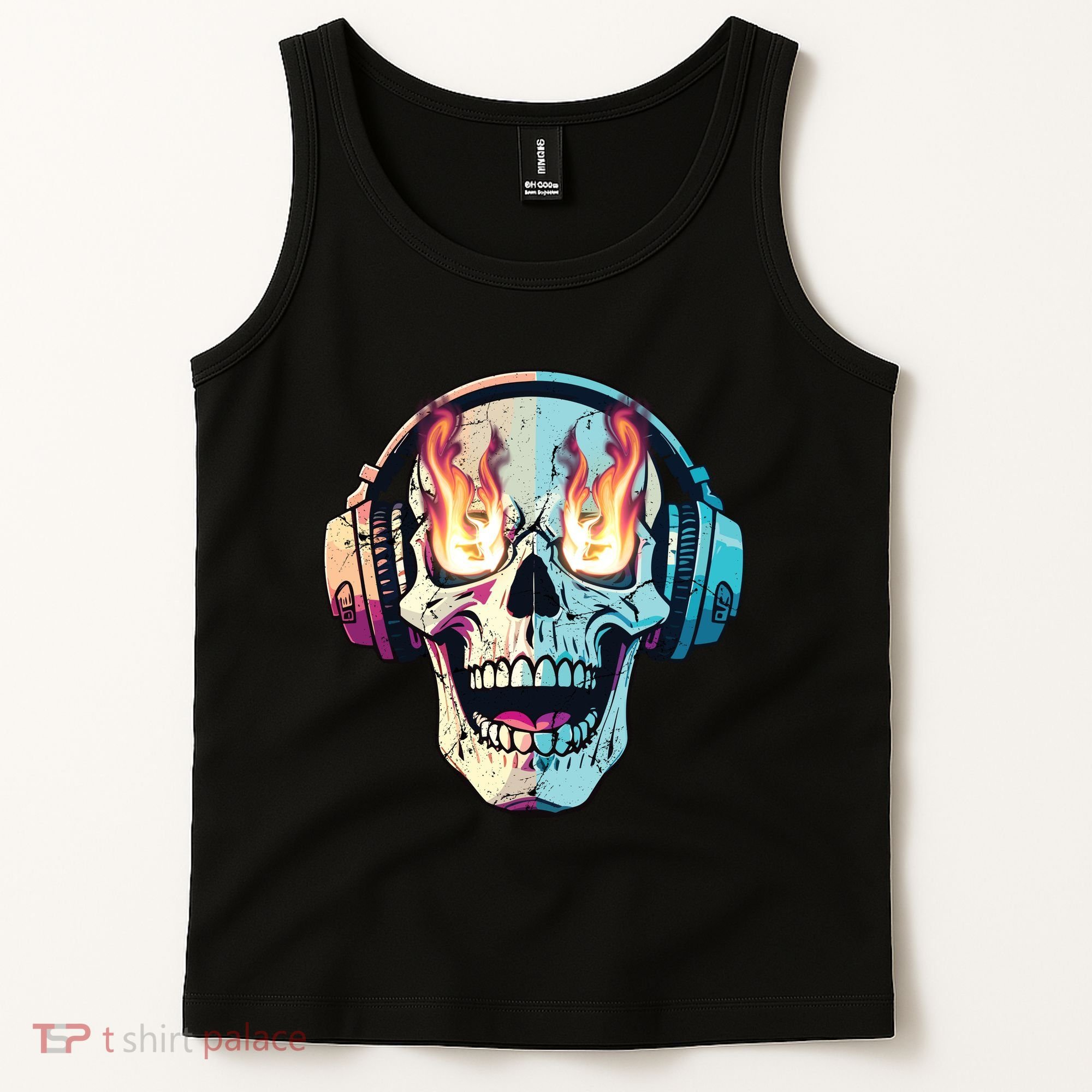 Flaming Skull Rock Music Tank Top