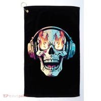 Flaming Skull Rock Music Golf Towel thumb 0