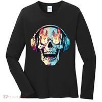 Flaming Skull Rock Music Women's Long Sleeve Shirt thumb 0
