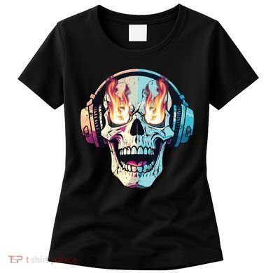 Flaming Skull Rock Music Women's T-Shirt