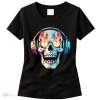Flaming Skull Rock Music Women's T-Shirt thumb 0