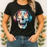 Flaming Skull Rock Music Women's T-Shirt thumb 2