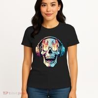 Flaming Skull Rock Music Women's T-Shirt thumb 4