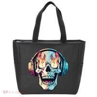 Flaming Skull Rock Music Tote Bag thumb 0