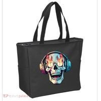 Flaming Skull Rock Music Tote Bag thumb 2