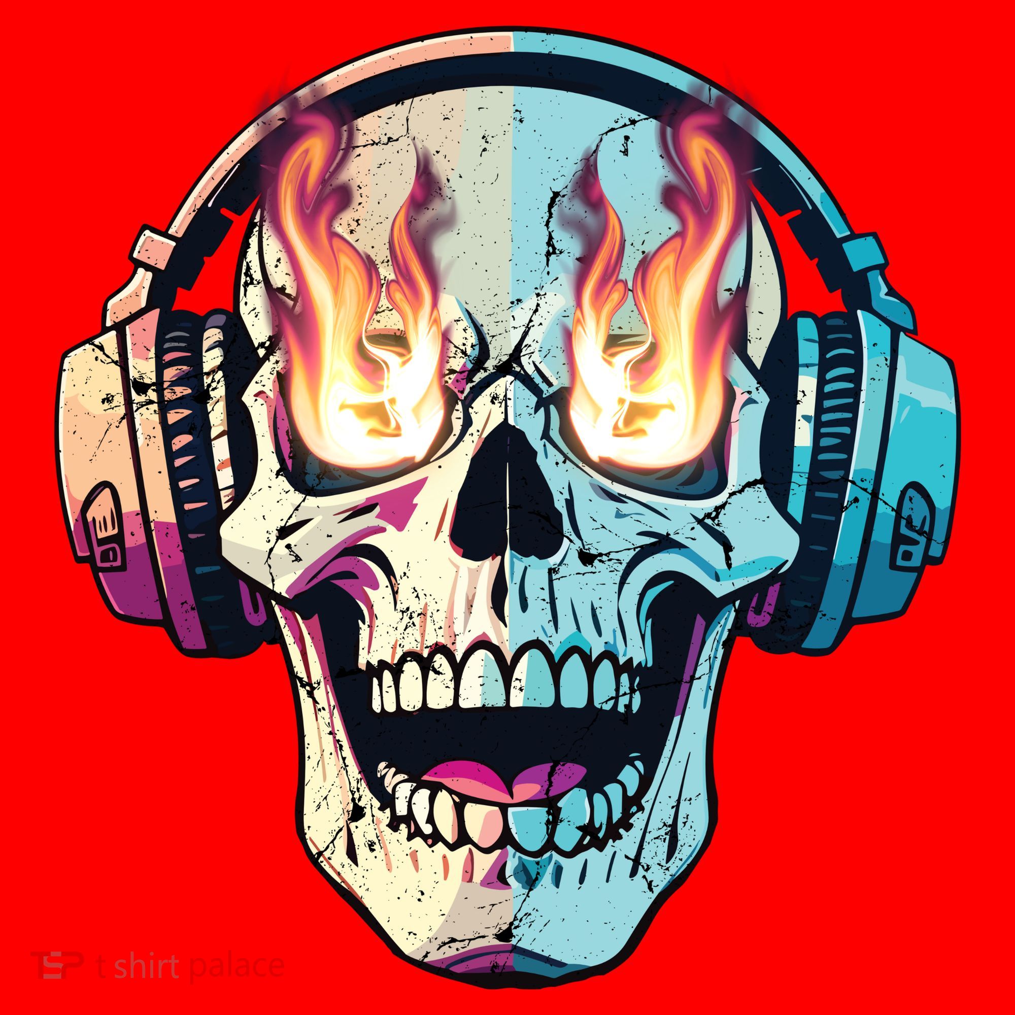 Flaming Skull Rock Music Santa Hat