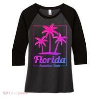 Florida Sunshine State Retro Look Women's Tri-Blend 3/4-Sleeve Raglan Shirt thumb 0