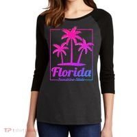 Florida Sunshine State Retro Look Women's Tri-Blend 3/4-Sleeve Raglan Shirt thumb 2