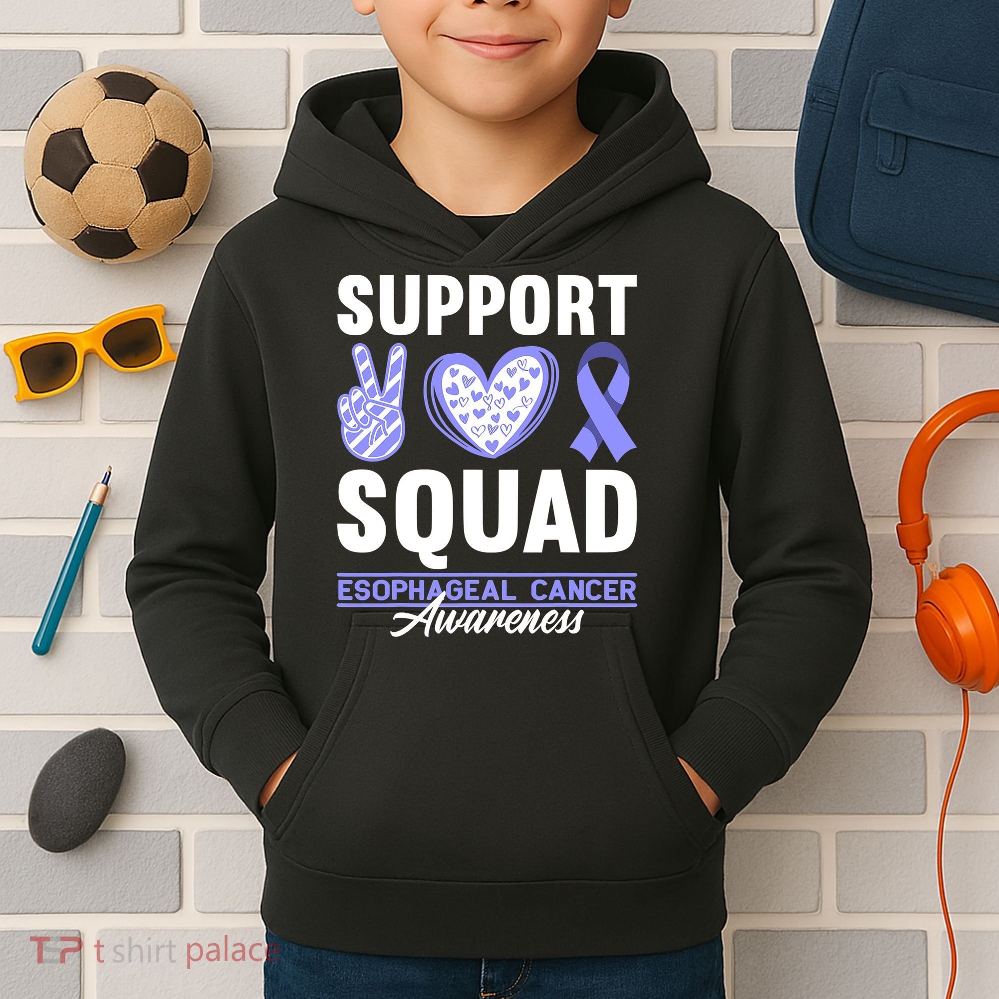 Funny Support Squad I Esophagus Esophageal Cancer Kids Hoodie