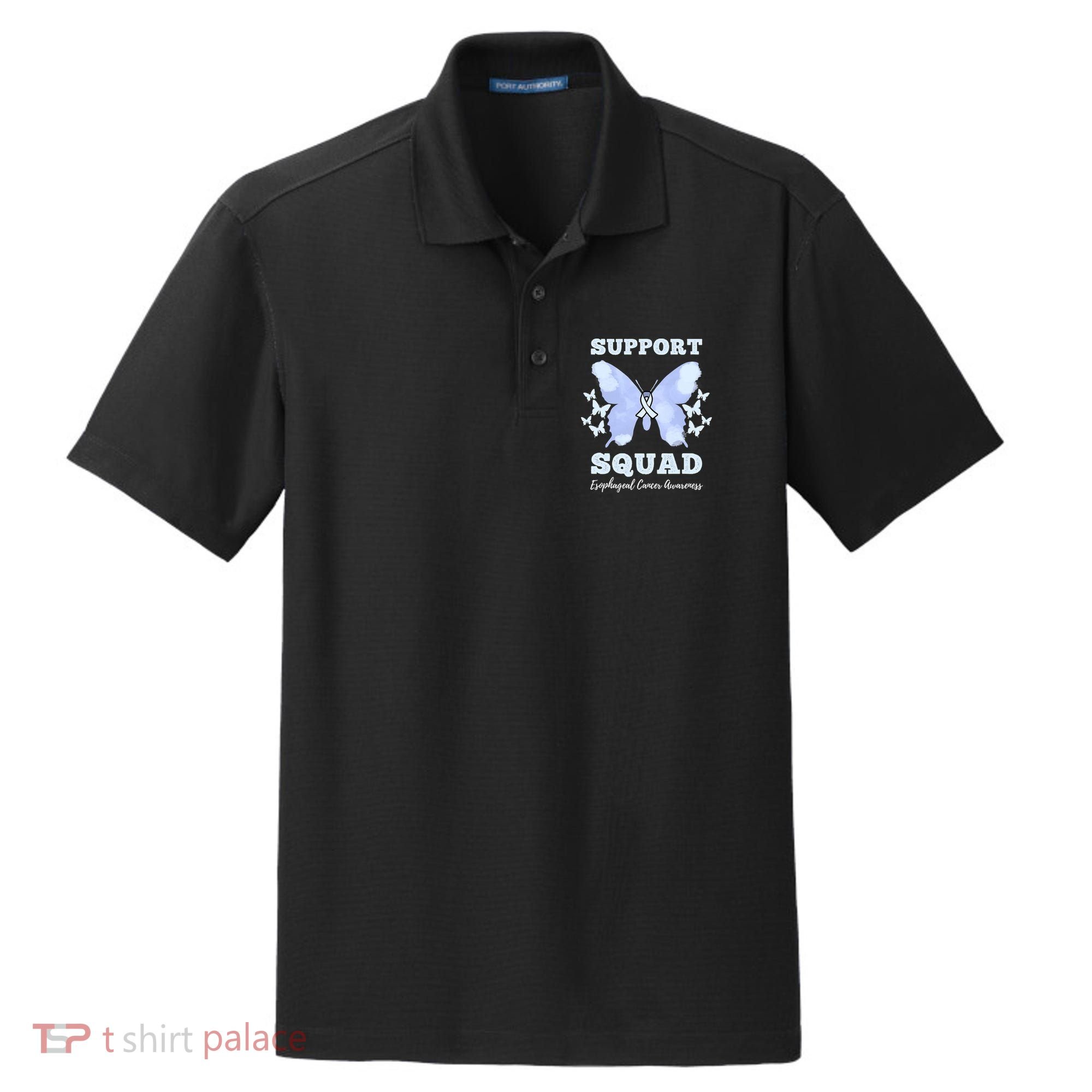 Funny Support Squad Esophageal Cancer Awareness Dry Zone Grid Polo