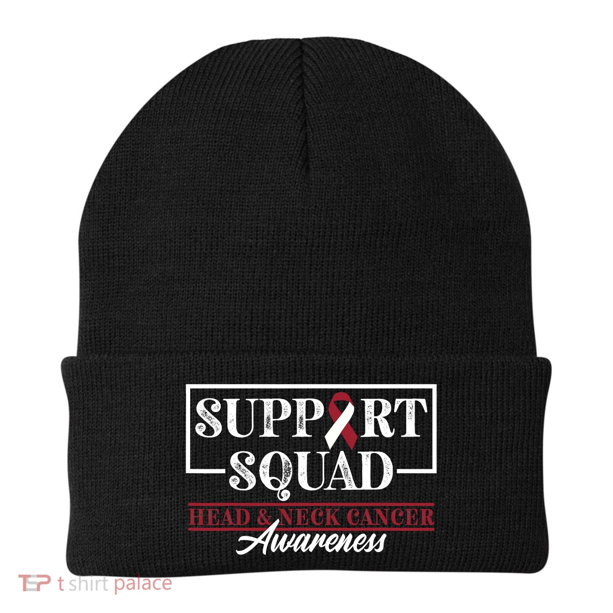 Funny Support Squad I HNSCC Head And Neck Cancer Awareness Beanie