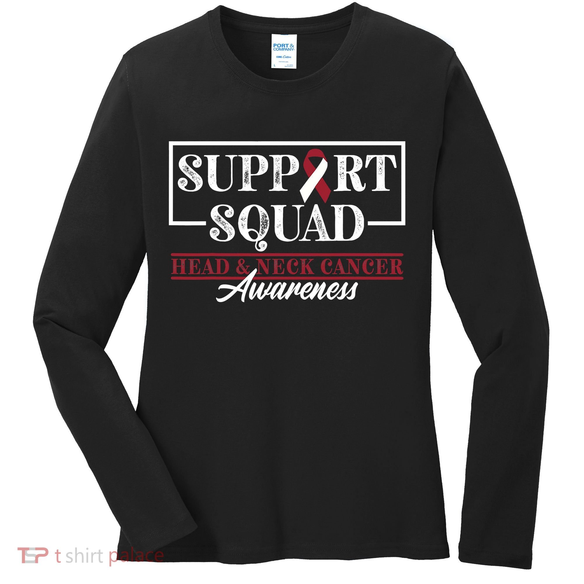 Funny Support Squad I HNSCC Head And Neck Cancer Awareness Women's Long Sleeve Shirt