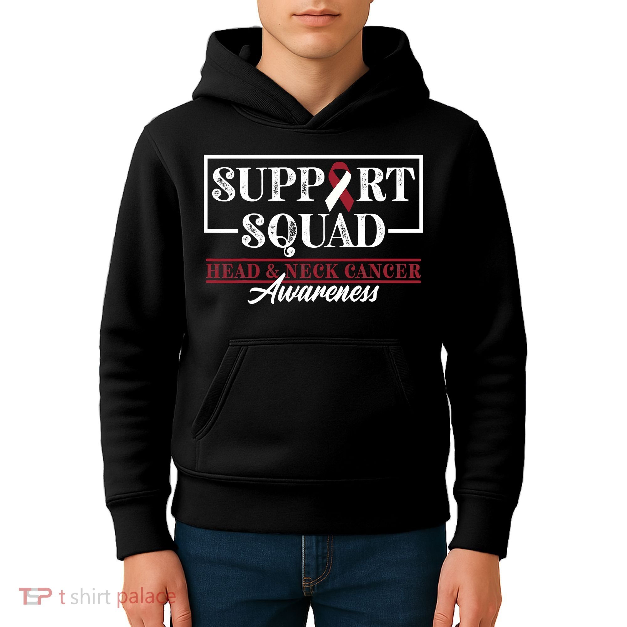 Funny Support Squad I HNSCC Head And Neck Cancer Awareness Kids Hoodie
