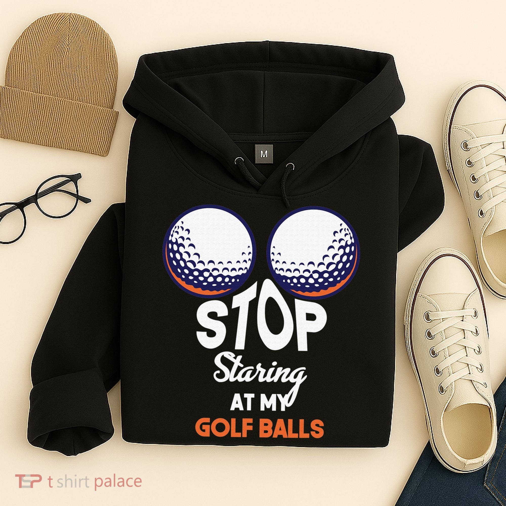 Funny Stop Staring At My Golf Balls Cute Golfing Gift Joke Hoodie