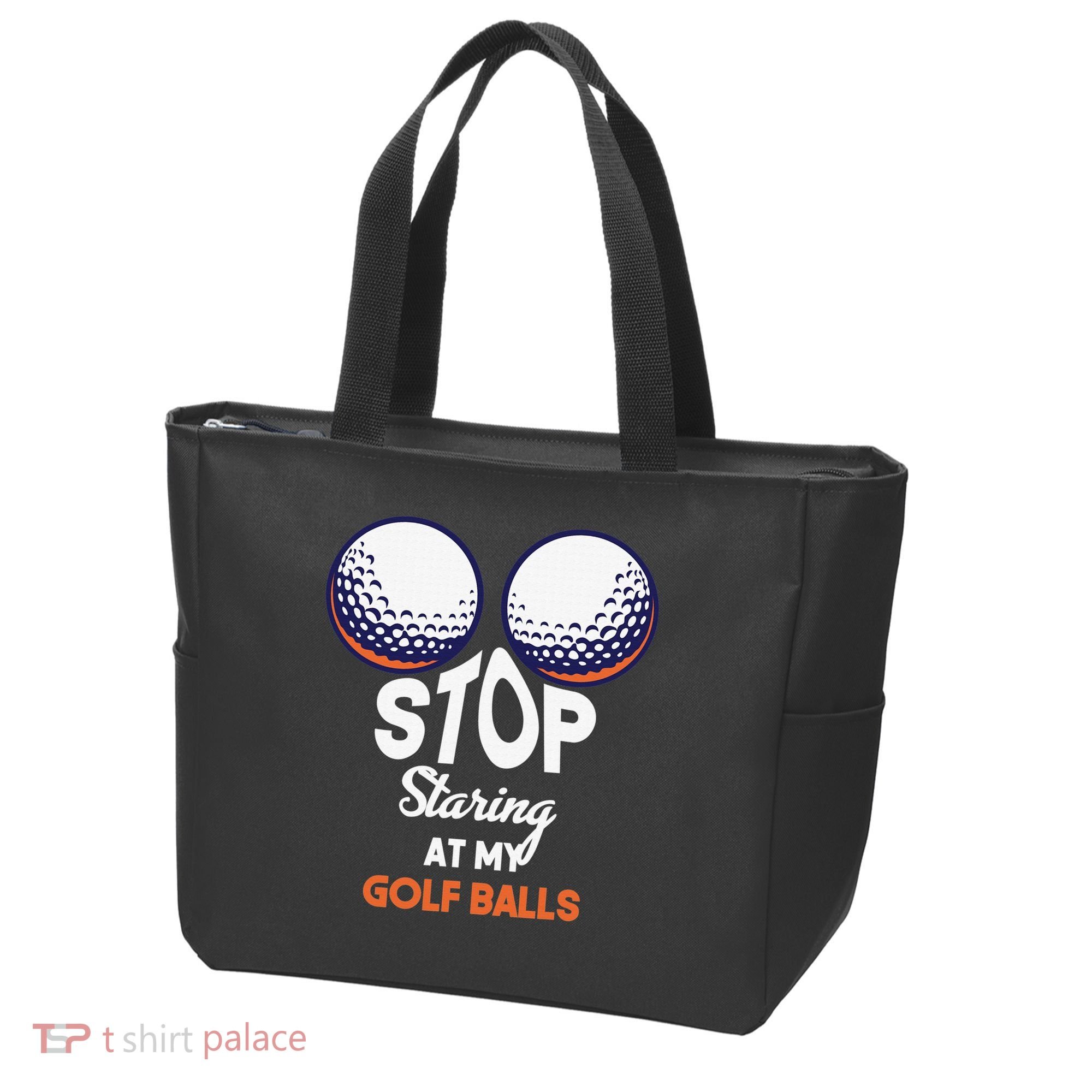 Funny Stop Staring At My Golf Balls Cute Golfing Gift Joke Tote Bag
