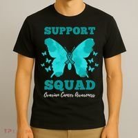 Funny Support Squad Ovarian Cancer Awareness T-Shirt thumb 3