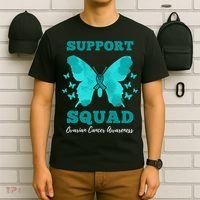 Funny Support Squad Ovarian Cancer Awareness T-Shirt thumb 6