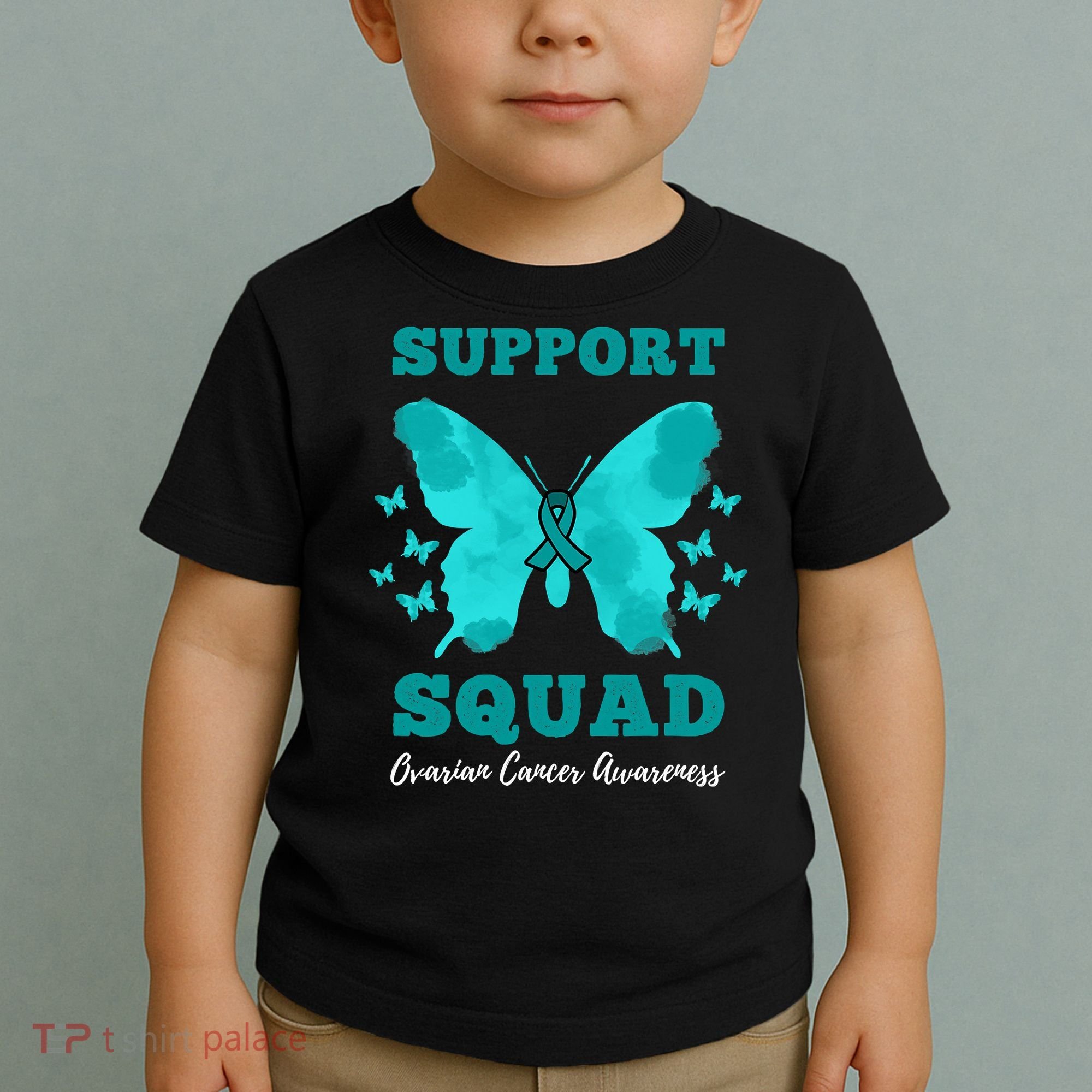 Funny Support Squad Ovarian Cancer Awareness Toddler T-Shirt