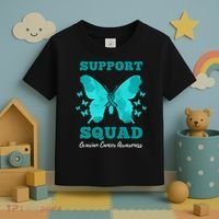 Funny Support Squad Ovarian Cancer Awareness Toddler T-Shirt thumb 3