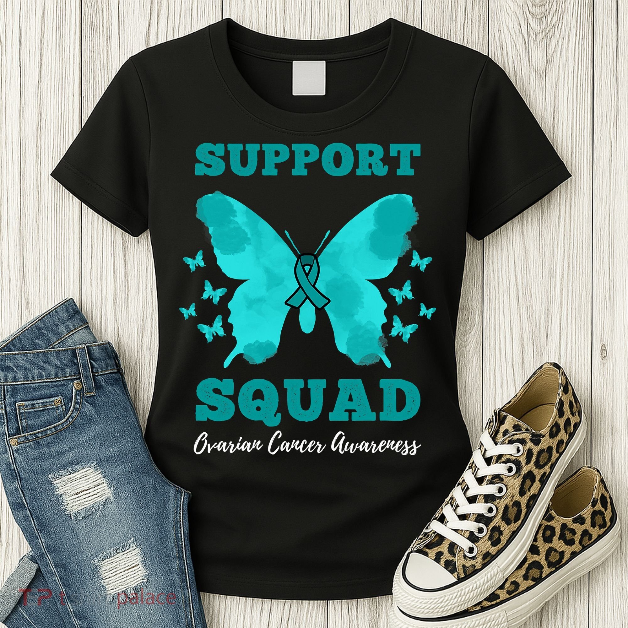 Funny Support Squad Ovarian Cancer Awareness Women's T-Shirt