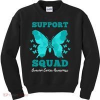 Funny Support Squad Ovarian Cancer Awareness Kids Sweatshirt thumb 0