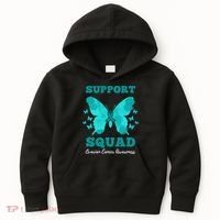 Funny Support Squad Ovarian Cancer Awareness Kids Hoodie thumb 0
