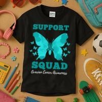 Funny Support Squad Ovarian Cancer Awareness Kids T-Shirt thumb 3