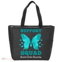 Funny Support Squad Ovarian Cancer Awareness Tote Bag thumb 0