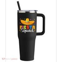 Fiesta Squad San Antonio Texas Cinco De Mayo Lets Fiesta 40oz Vacuum Insulated Stainless Steel Travel Tumbler thumb 0