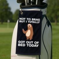 Funny Sloth Shirts Totally Got Out Of Bed Today Golf Towel thumb 2