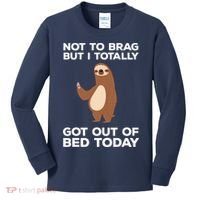 Funny Sloth Shirts Totally Got Out Of Bed Today Kids Long Sleeve Shirt thumb 0