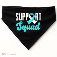 Funny Support Squad Teal White Ribbon Cervical Cancer Awareness USA-Made Doggie Bandana thumb 0