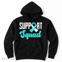 Funny Support Squad Teal White Ribbon Cervical Cancer Awareness Hoodie thumb 0
