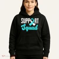 Funny Support Squad Teal White Ribbon Cervical Cancer Awareness Hoodie thumb 5