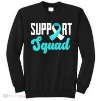 Funny Support Squad Teal White Ribbon Cervical Cancer Awareness Sweatshirt thumb 0