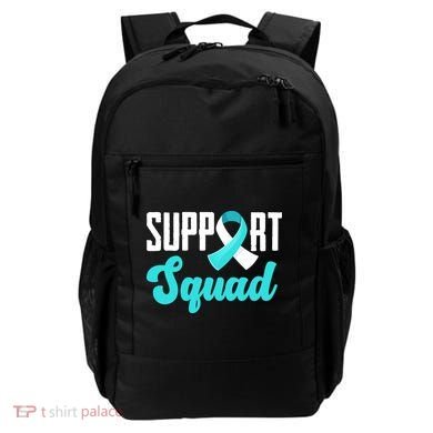 Funny Support Squad Teal White Ribbon Cervical Cancer Awareness Backpack