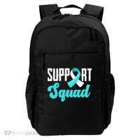 Funny Support Squad Teal White Ribbon Cervical Cancer Awareness Backpack thumb 0