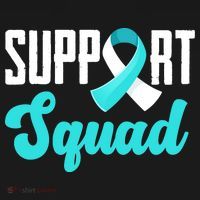Funny Support Squad Teal White Ribbon Cervical Cancer Awareness Bucket Hat thumb 4