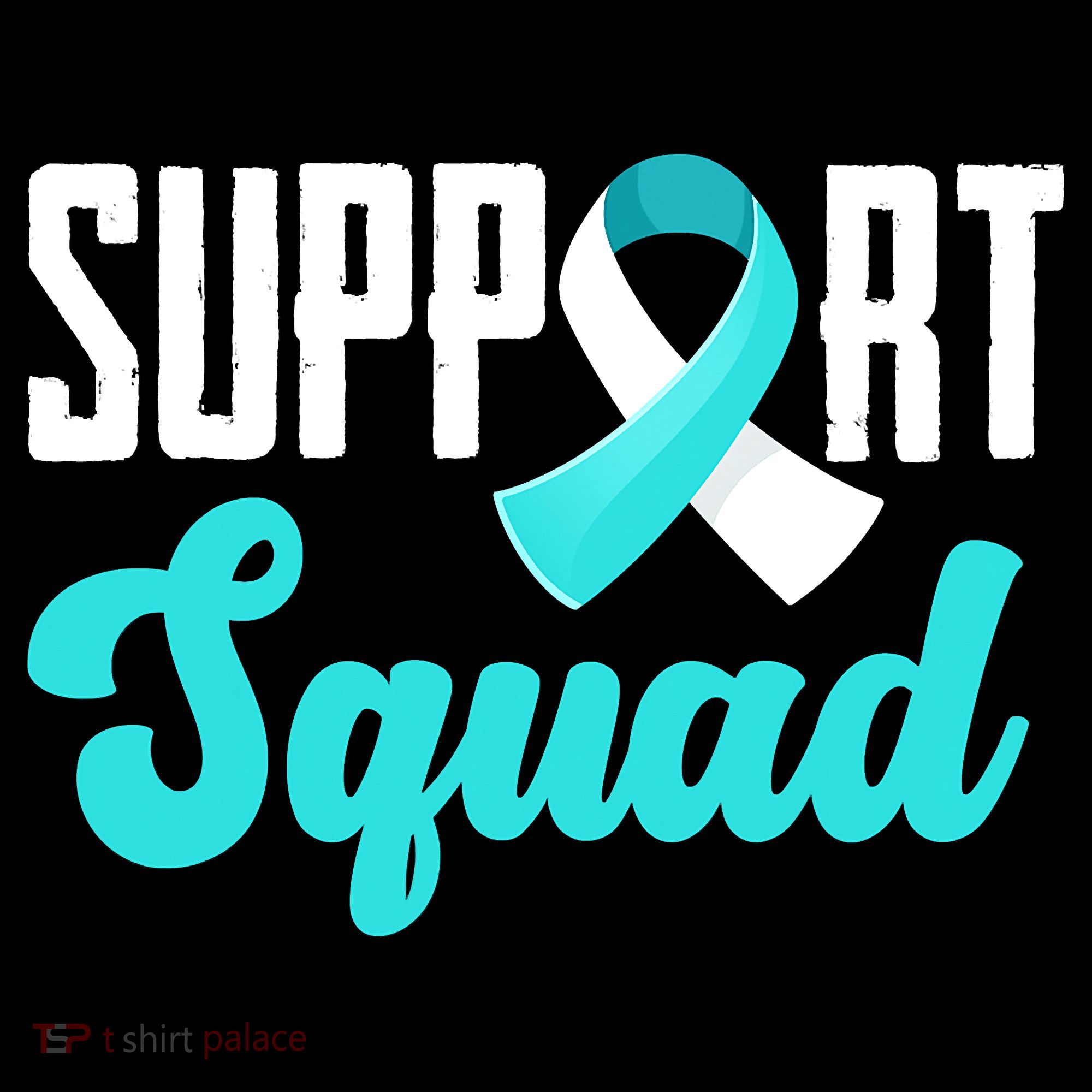 Funny Support Squad Teal White Ribbon Cervical Cancer Awareness Women's Hoodie