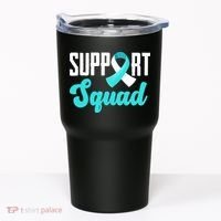 Funny Support Squad Teal White Ribbon Cervical Cancer Awareness Tumbler thumb 0
