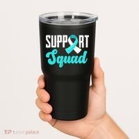 Funny Support Squad Teal White Ribbon Cervical Cancer Awareness Tumbler thumb 2