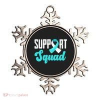 Funny Support Squad Teal White Ribbon Cervical Cancer Awareness Ornament thumb 0