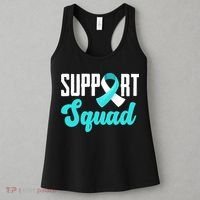 Funny Support Squad Teal White Ribbon Cervical Cancer Awareness Women's Tank Top thumb 3