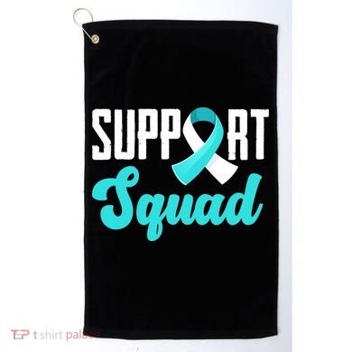 Funny Support Squad Teal White Ribbon Cervical Cancer Awareness Golf Towel