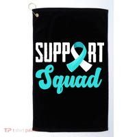 Funny Support Squad Teal White Ribbon Cervical Cancer Awareness Golf Towel thumb 0
