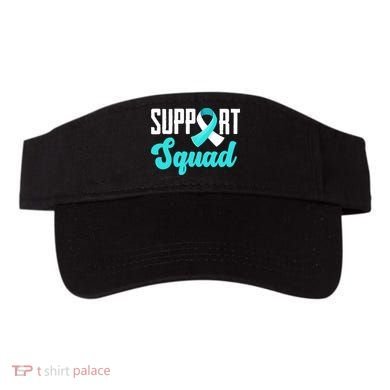 Funny Support Squad Teal White Ribbon Cervical Cancer Awareness Visor
