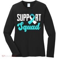 Funny Support Squad Teal White Ribbon Cervical Cancer Awareness Women's Long Sleeve Shirt thumb 0