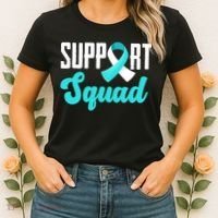 Funny Support Squad Teal White Ribbon Cervical Cancer Awareness Women's T-Shirt thumb 2